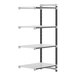 A white Cambro Camshelving Elements add-on unit with black shelves.