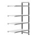 A white Cambro Camshelving Elements add-on unit with 4 metal shelves.