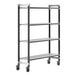 A Cambro XTRA Camshelving® Elements mobile unit with 4 vented shelves and wheels.