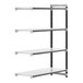 A white Cambro Camshelving Elements XTRA add-on unit with 4 shelves.
