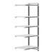 A white shelf with black metal rods for Cambro Elements XTRA Camshelving.