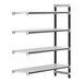 A white metal Cambro Camshelving Elements add-on unit with black legs and vents.