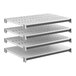 A set of four white shelving units with a combination of solid and vented shelves.