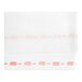 A white Tork fabric towel with red stripes and text reading "Tork Odor-Resistant Food Service Wiper" in red.