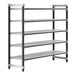 A Cambro metal Camshelving unit with 5 vented shelves.