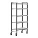 A Cambro Elements XTRA metal shelving unit with vented shelves and wheels.