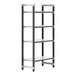 A black and silver Cambro Camshelving Elements XTRA 4-shelf unit.