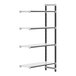 A white Cambro Camshelving Elements XTRA add-on unit with black metal shelves.