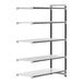 A white Cambro Elements XTRA 5-shelf add-on unit with black trim.