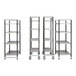 A Cambro high density solid metal shelf unit with wheels.