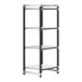 A black and silver Cambro Camshelving Elements XTRA shelving unit with four shelves.