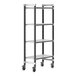 A metal Cambro Camshelving Elements XTRA mobile unit with wheels and 4 vented shelves.