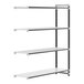 A white rectangular Cambro Camshelving® Elements XTRA 4-Shelf Add-On Unit.