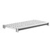 A white rectangular metal shelf with vented shelves.
