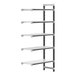 A white Cambro Camshelving Elements XTRA add-on unit shelf with black legs.