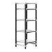 A black and grey Cambro Camshelving Elements XTRA 4-shelf unit.