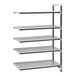 A metal Cambro Camshelving Elements add-on unit with four shelves.