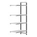 A metal Cambro Camshelving Elements XTRA add-on shelf unit with four shelves.