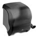 A black Tork lever activated roll hand towel dispenser.