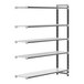 A white Cambro Camshelving Elements XTRA 5-shelf add-on unit with metal shelves.