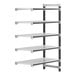A white Cambro Camshelving Elements add-on unit with black legs and shelves.