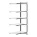 A white Cambro Camshelving Elements add-on unit with black shelves.