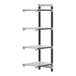 A white metal Cambro Camshelving Elements XTRA add-on unit with four shelves.