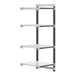 A white Cambro Camshelving® Elements XTRA 4-shelf add-on unit with black legs.
