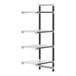 A white Cambro Camshelving Elements XTRA 4-shelf add-on unit.