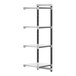 A white Cambro Camshelving® Elements XTRA add-on unit with black shelves.