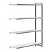 A white rectangular Cambro Camshelving Elements XTRA add-on shelf with black metal rods.