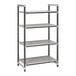 A grey Cambro Camshelving Elements XTRA starter unit with four vented shelves.