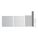 A grey metal Camshelving® Elements starter unit with white vented shelves and metal bars.