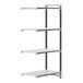 A white Camshelving® Elements XTRA add-on unit with black vented shelves.