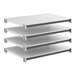 A set of four solid rectangular shelving units designed for storage, shown in a stacked arrangement.