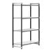 A black metal Cambro Camshelving Elements XTRA 4-shelf unit.