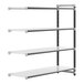 A white metal Cambro Camshelving Elements add-on unit with four shelves.