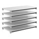 A set of five solid rectangular shelving units designed for storage and organization.