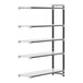 A white Cambro Camshelving Elements add-on unit shelf with black trim.