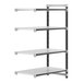 A white Cambro Camshelving® Elements XTRA 4-shelf add-on unit.