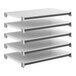 A set of five solid rectangular shelving units designed for storage, shown in a stack.