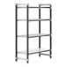 A black and silver Cambro Elements XTRA 4-shelf shelving unit.