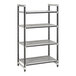 A grey and white Cambro Camshelving® Elements XTRA 4-shelf starter unit.