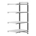 A white Cambro Camshelving® Elements XTRA 4-Shelf Add-On Unit with vented shelves.