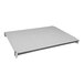 A white rectangular Cambro Camshelving® shelf with a metal frame.