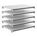 A set of five solid rectangular shelving panels designed for modular shelving systems.