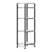 A black and silver metal Cambro Camshelving Elements starter unit with four shelves.