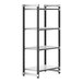 A metal shelving unit with four Camshelving shelves.