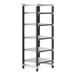 A black and silver Cambro Camshelving Elements XTRA 5-shelf unit.