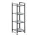 A white Cambro metal shelf unit with four shelves.